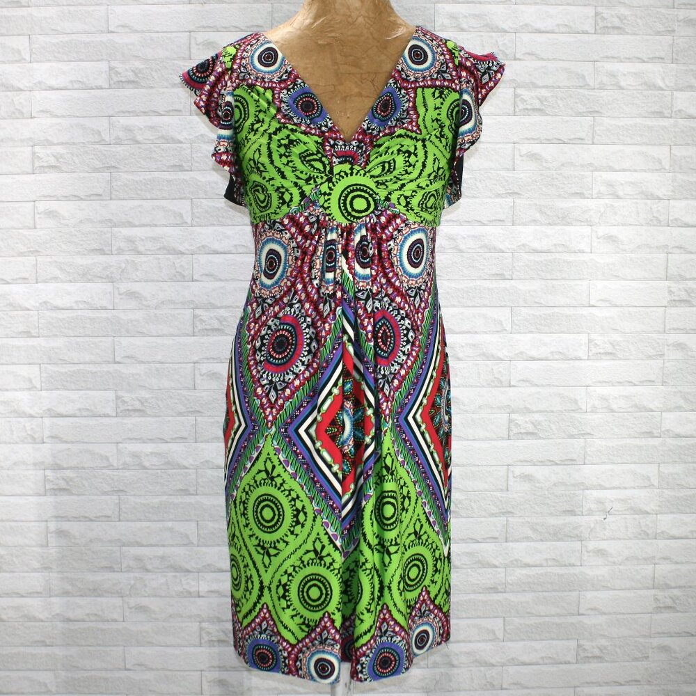 MUSE Dress Boho Gypsy Floral Aztec Paisley Flowy Colorful Printed Green 6